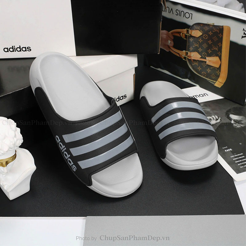 Dép Quai Ngang Sọc Màu Adidas Thể Thao