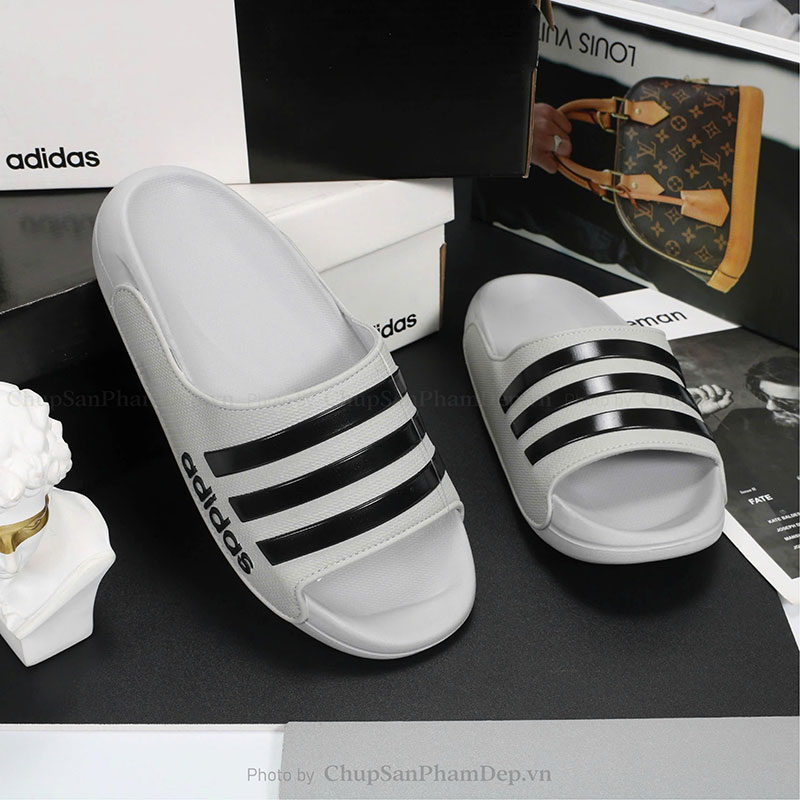 Dép Quai Ngang Sọc Màu Adidas Thể Thao