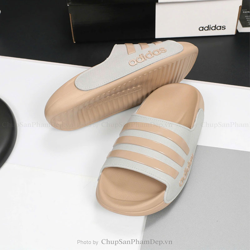 Dép Quai Ngang Sọc Màu Adidas Thể Thao