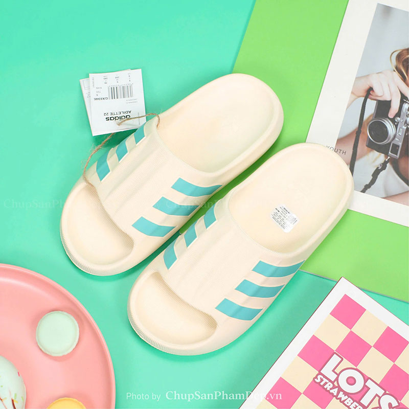 Dép Đúc Quai Ngang Adidas Slides Cream Color Tươi Sáng