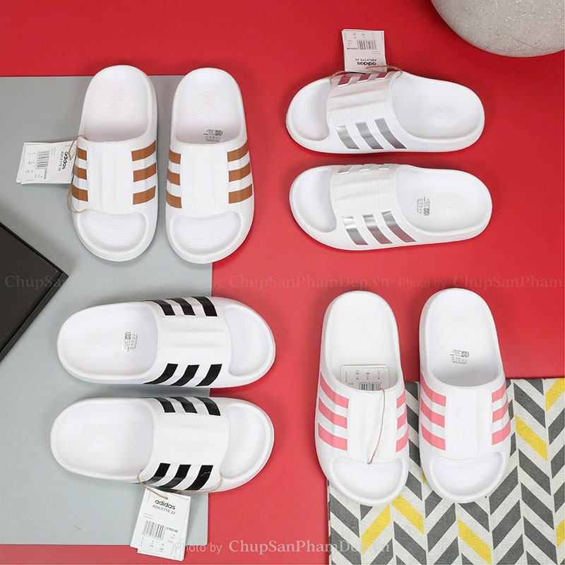 Dép Đúc Quai Ngang Adidas Slides White Thể Thao