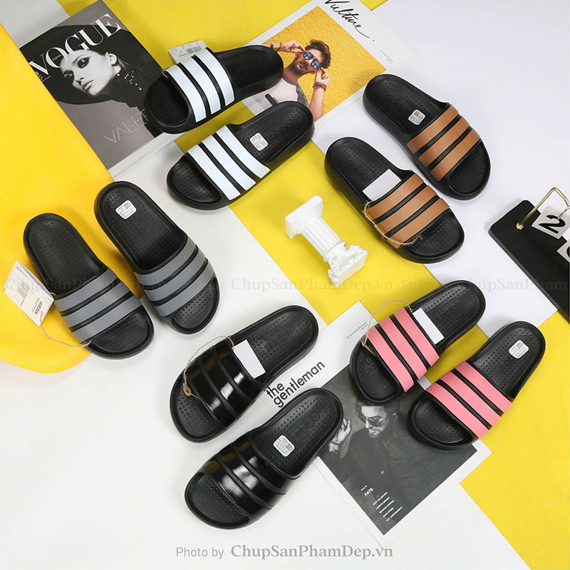 Dép Đúc Quai Ngang Adilette Slide Black Cổ Điển