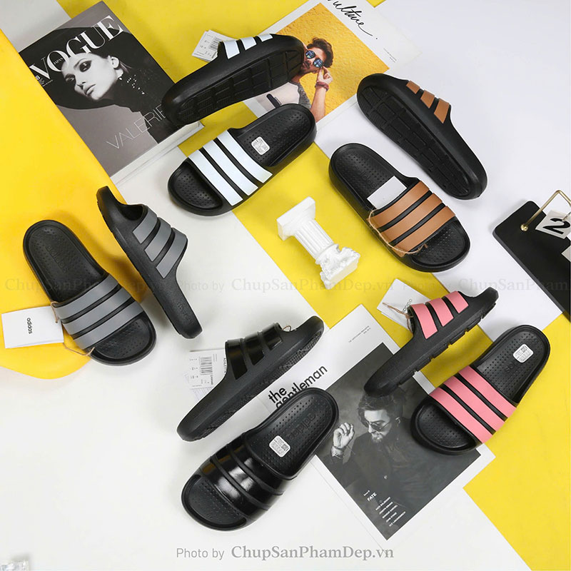 Dép Đúc Quai Ngang Adilette Slide Black Cổ Điển