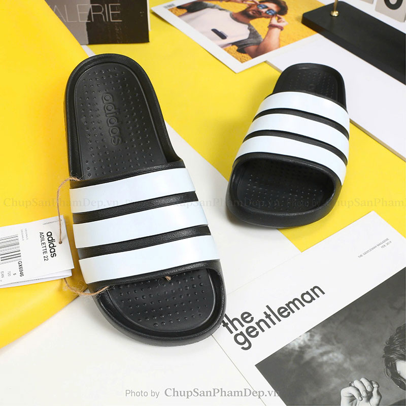 Dép Đúc Quai Ngang Adilette Slide Black Cổ Điển