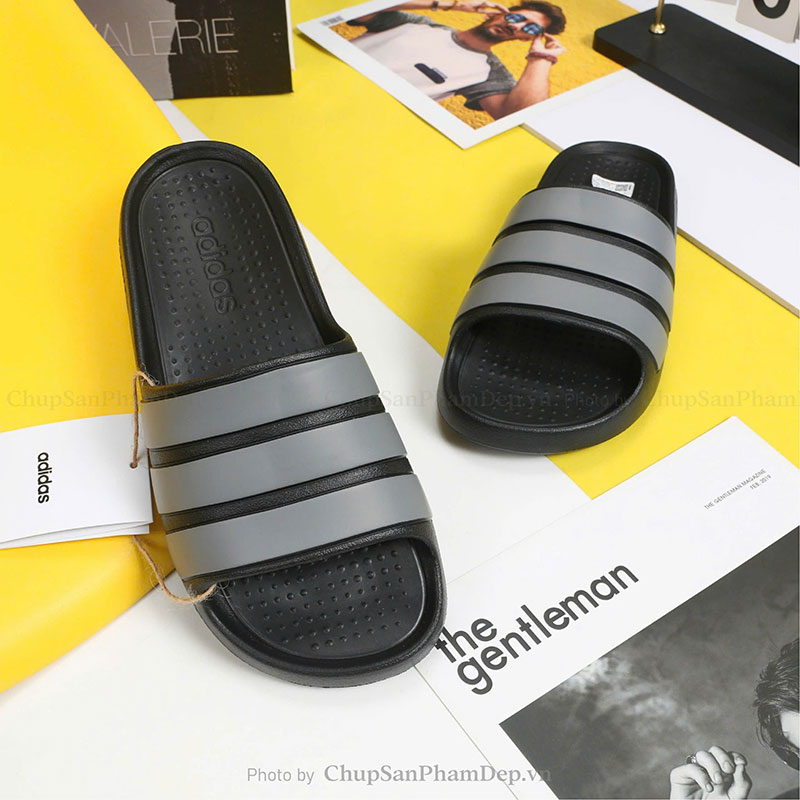 Dép Đúc Quai Ngang Adilette Slide Black Cổ Điển