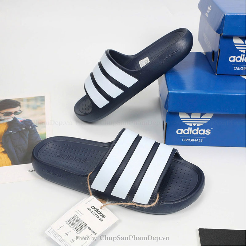 Dép Đúc Quai Ngang Adilette Slide Navy Thể Thao