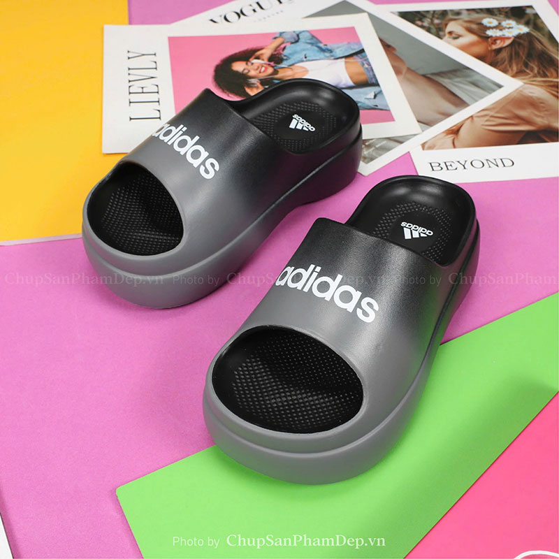 Dép Đúc Quai Ngang Đế Cao Adidas Loang Phối Màu Đẹp Mắt