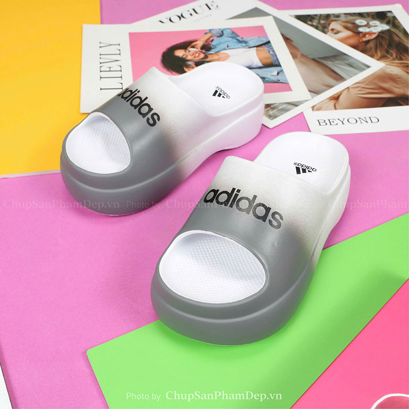 Dép Đúc Quai Ngang Đế Cao Adidas Loang Phối Màu Đẹp Mắt