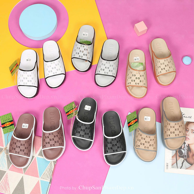 Dép Đúc Quai Ngang Gucci Slides Màu Nổi Bật