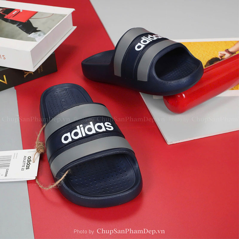 Dép Đúc Quai Ngang Logo Adidas x Sọc Màu Chất Lượng Cao