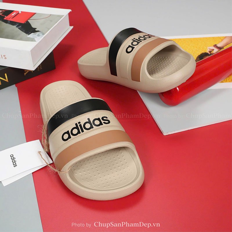 Dép Đúc Quai Ngang Logo Adidas x Sọc Màu Chất Lượng Cao