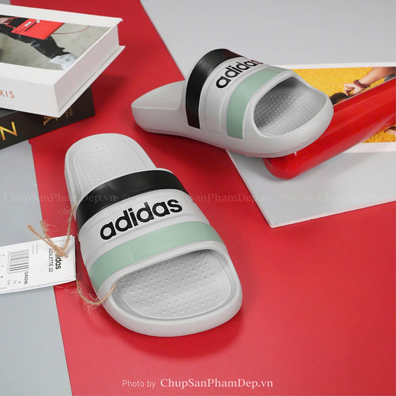 Dép Đúc Quai Ngang Logo Adidas x Sọc Màu Chất Lượng Cao