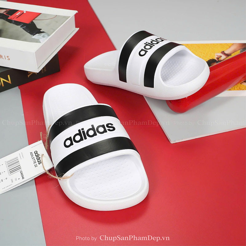 Dép Đúc Quai Ngang Logo Adidas x Sọc Màu Chất Lượng Cao