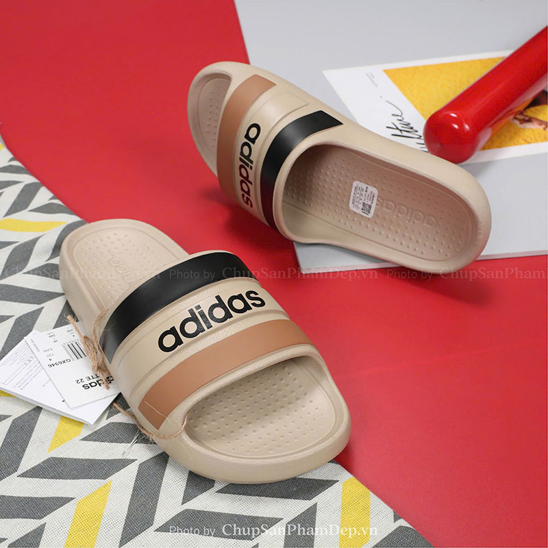 Dép Đúc Quai Ngang Logo Adidas x Sọc Màu Chất Lượng Cao