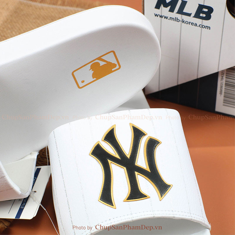 Dép Bản MLB Basic Logo NY Siêu Cấp