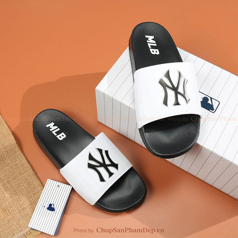 Dép Bản MLB Basic Logo NY Siêu Cấp