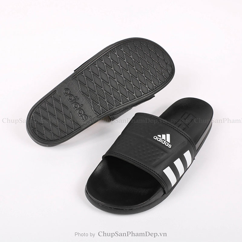 Dép Bản Plus Quai Ngang Adidas Sọc Trắng Thể Thao