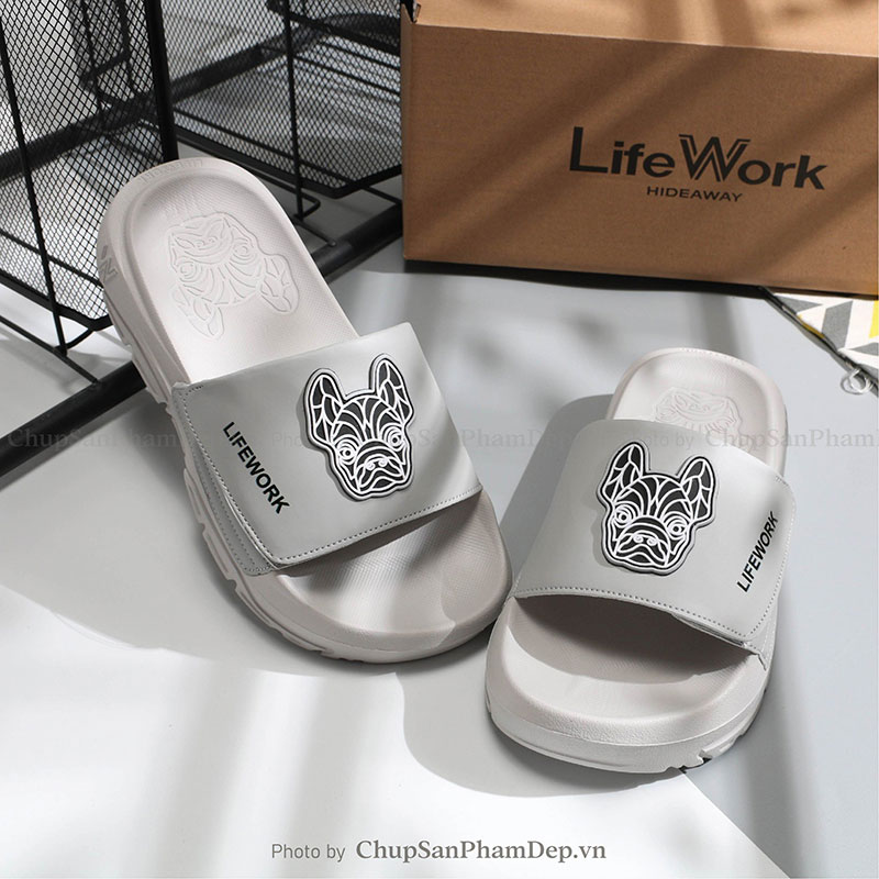 Dép Quai Dán Xé Logo LifeWork 3D Tiện Lợi