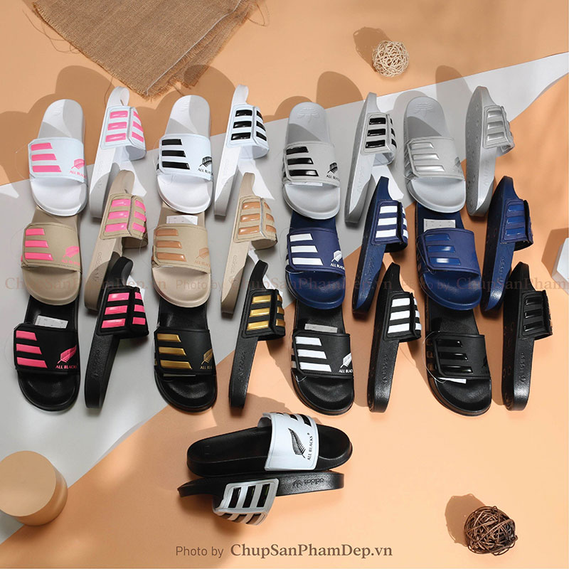 Dép Quai Dán Xé Adidas Sọc Màu Bắt Mắt