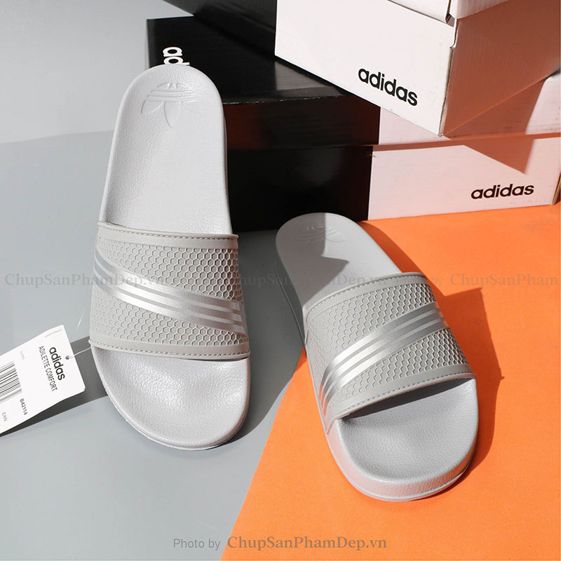 Dép Quai Ngang Adidas 3 Sọc Nhỏ Phối Màu