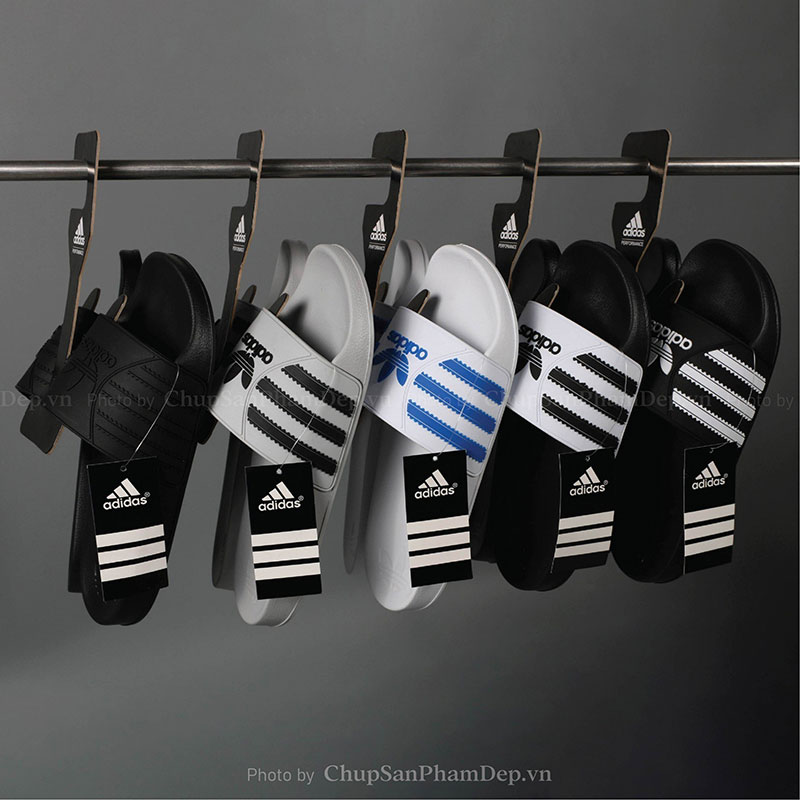 Dép Quai Úp PVC Adidas 3 Lá Sọc Màu Thể Thao