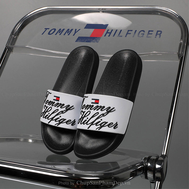 Dép Quai Úp PVC Logo Tommy Uốn Lượn Ấn Tượng