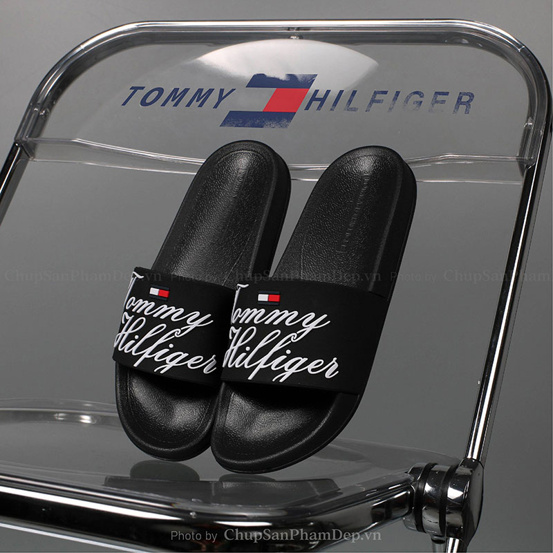 Dép Quai Úp PVC Logo Tommy Uốn Lượn Ấn Tượng