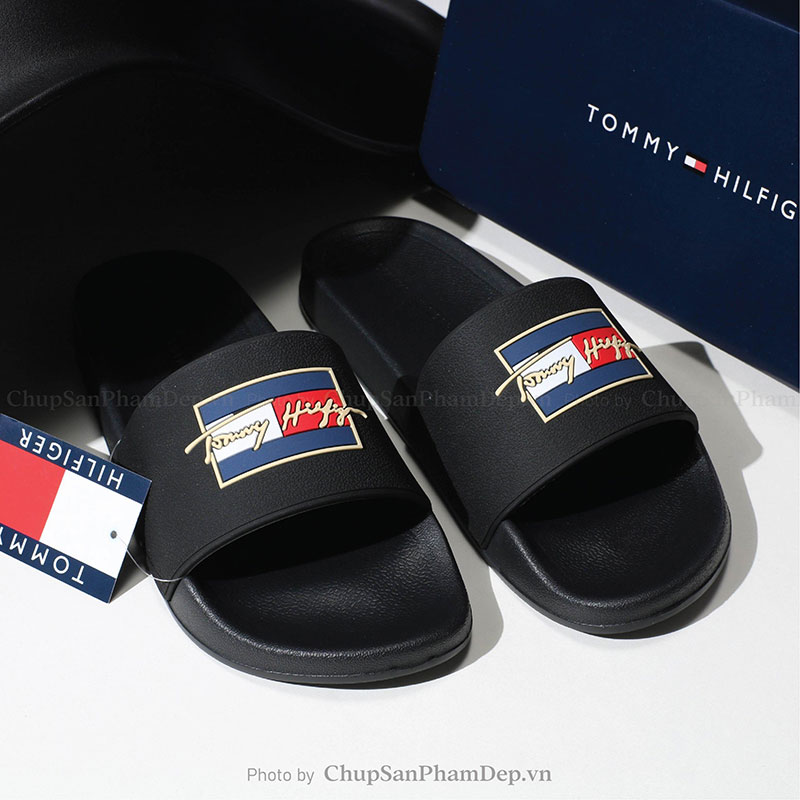 Dép Quai Úp PVC Tommy Đen Thể Thao